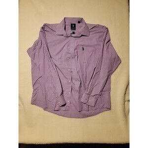 US. POLO ASSN Men Regular Fit Striped Pony Logo  Dress Shirt 18 36/37